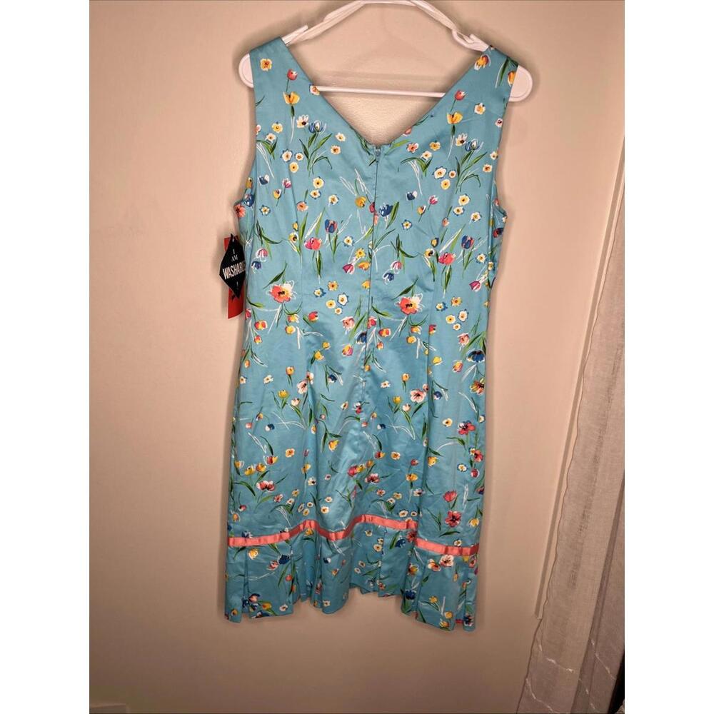 R&K Original Petite Dress Aqua Floral Summer Beach Size12P - Picture 5 of 9